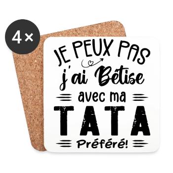 Je peux pas j'ai bêtise avec ma tata préféré - Dessous de verre (lot de 4) - blanc - Devant