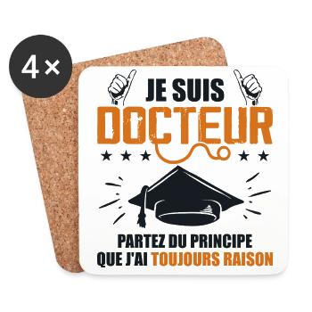 Docteur Drôle Cadeau Phd - Je Suis Docteur - Dessous de verre (lot de 4) - blanc - Devant