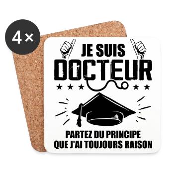 Doktor Lustiges Geschenk PhD - Ich bin Arzt - Untersetzer (4er-Set) - Weiß - Vorne