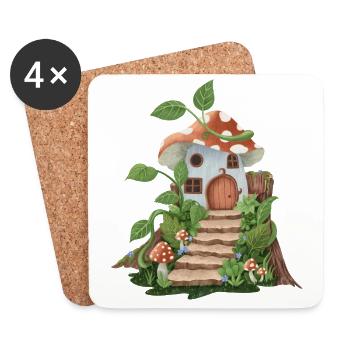 Fées / Maison des Elfes - Dessous de verre (lot de 4) - blanc - Devant