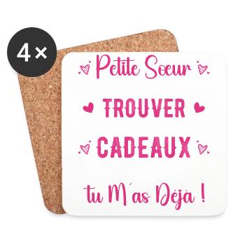 Petite Sœur Cadeau Citation Drôle - Dessous de verre (lot de 4) - blanc - Devant