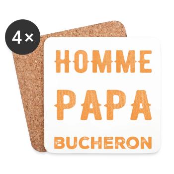 Un Vrai Homme N'est Que Papa et Bucheron - Dessous de verre (lot de 4) - blanc - Devant