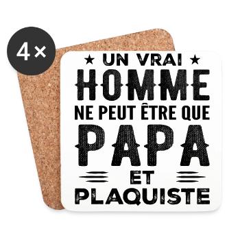 Ein richtiger Mann ist nur Papa und Stuckateur - Untersetzer (4er-Set) - Weiß - Vorne
