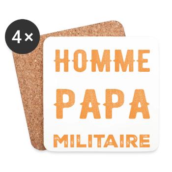 Un Vrai Homme N'est Que Papa et Militaire - Dessous de verre (lot de 4) - blanc - Devant