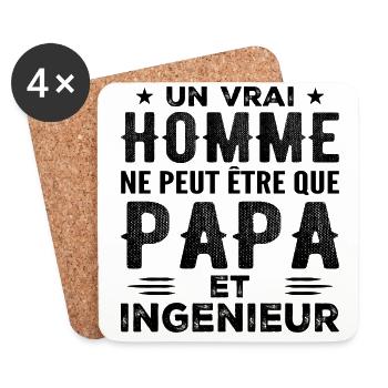 Ein echter Mann ist nur ein Vater und ein Ingenieur - Untersetzer (4er-Set) - Weiß - Vorne