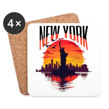 Statue de la Liberté de New York, Sun, États-Unis - Dessous de verre (lot de 4) - blanc - Devant