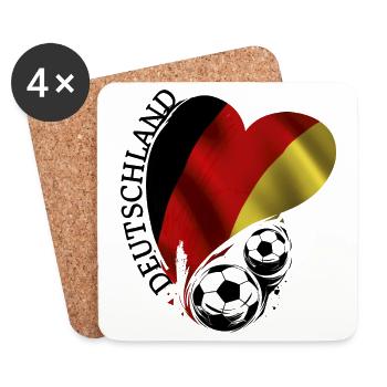 Fussball Herz Deutschland Liebe Schwarzrotgelb - Untersetzer (4er-Set) - Weiß - Vorne