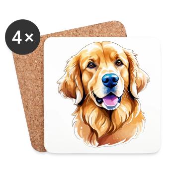 Golden Retriever Wasserfarben - Untersetzer (4er-Set) - Weiß - Vorne
