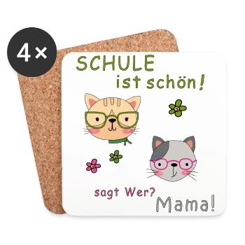 School is beautiful, schoolchild - Coasters (set of 4) - white - Front