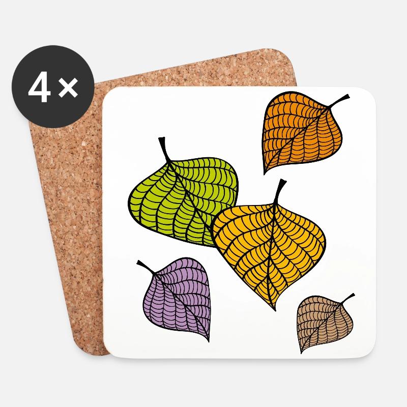 Herbst Blätter - Untersetzer (4er-Set) - Weiß