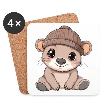 Wombat Cute Cute Baby Kids Animal Cartoon - Coasters (set of 4) - white - Front