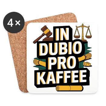 IN DUBIO PRO KAFFEE Tasse Richter Kaffeetasse - Untersetzer (4er-Set) - Weiß - Vorne