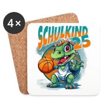 School Child 2025 Dinosaur Dino School Enrollment School - Coasters (set of 4) - white - Front