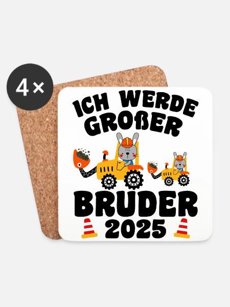 Ich Werde Großer Bruder 2025 - Untersetzer (4er-Set) - Weiß