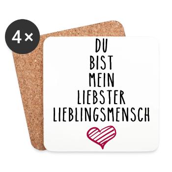 Du bist mein liebster Lieblingsmensch - I love you - Untersetzer (4er-Set) - Weiß - Vorne
