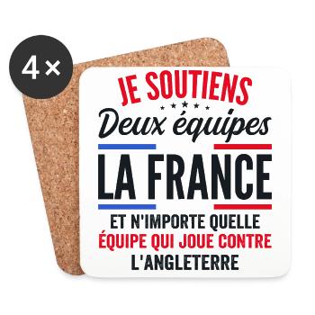 Je Soutiens Deux équipes la France - Dessous de verre (lot de 4) - blanc - Devant
