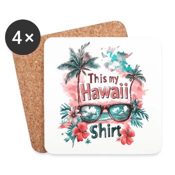 Hawaii Sonnenbrille Aloha Blumen Palmen Strand - Untersetzer (4er-Set) - Weiß - Vorne