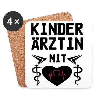 Kinderärztin mit Herz Geschenk - Untersetzer (4er-Set) - Weiß - Vorne