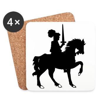 Ritter mit Schwert und Pferd - Untersetzer (4er-Set) - Weiß - Vorne