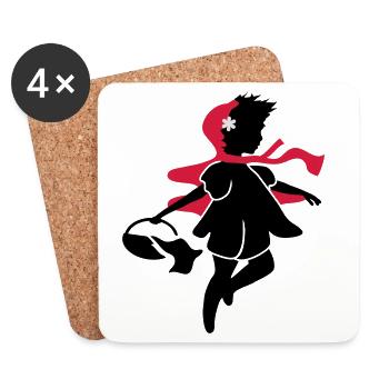 Little Red Riding Hood on the way to the - Coasters (set of 4) - white - Front