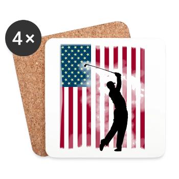 golf golfer bushland USA Team America flag spor - Coasters (set of 4) - white - Front