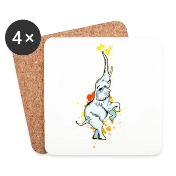elephant blob circus feat balance artist - Coasters (set of 4) - white - Front