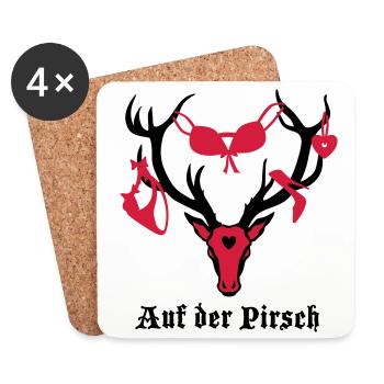Hirsch auf der Pirsch 2c - Untersetzer (4er-Set) - Weiß - Vorne