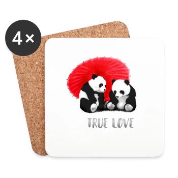 panda amour amusement amour pour toujours couple ours chine zoo ki - Dessous de verre (lot de 4) - blanc - Devant