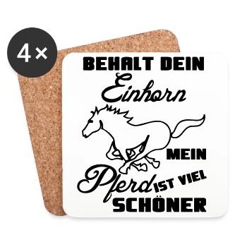 Pferd vs Einhorn Geschenk Tier lustig Spruch - Untersetzer (4er-Set) - Weiß - Vorne