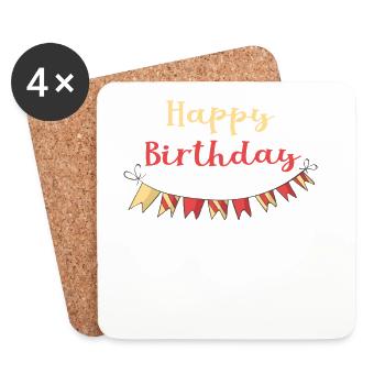 Joyeux anniversaire - Dessous de verre (lot de 4) - blanc - Devant