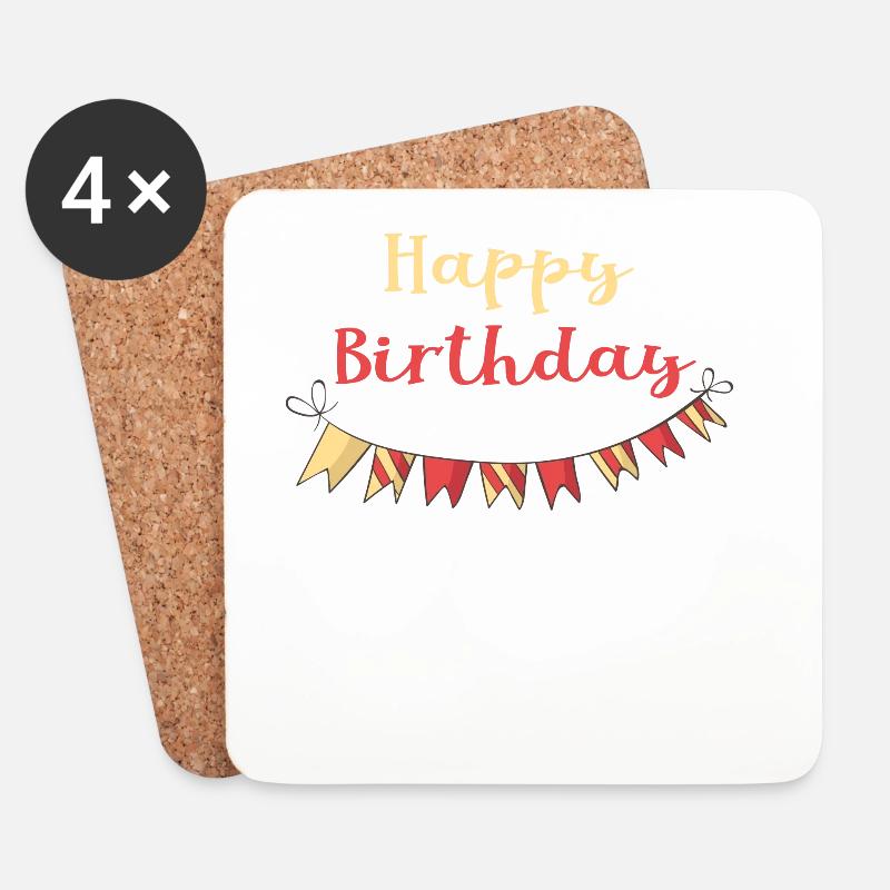 Happy Birthday - Untersetzer (4er-Set) - Weiß
