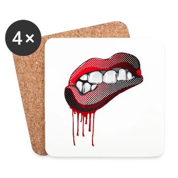 mund lippen pop zähne rock comic swag gang hipster - Untersetzer (4er-Set) - Weiß - Vorne