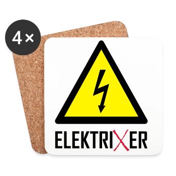 ElektriXer Elektriker Blitz Pfeil - Untersetzer (4er-Set) - Weiß - Vorne