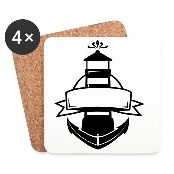 Leuchtturm,Anker T-Shirt, Home, Heimat - Untersetzer (4er-Set) - Weiß - Vorne