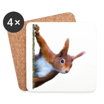 Eichhörnchen - Untersetzer (4er-Set) - Weiß - Vorne