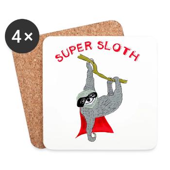 super sloth Faultier chillen Schlaf Slow nerd faul - Untersetzer (4er-Set) - Weiß - Vorne