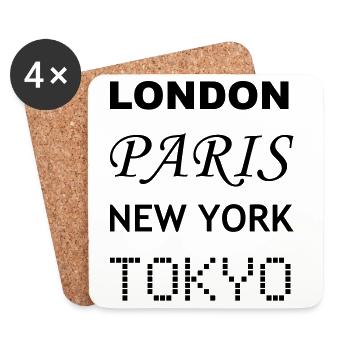 Londres, Paris, New York, Tokyo - Dessous de verre (lot de 4) - blanc - Devant