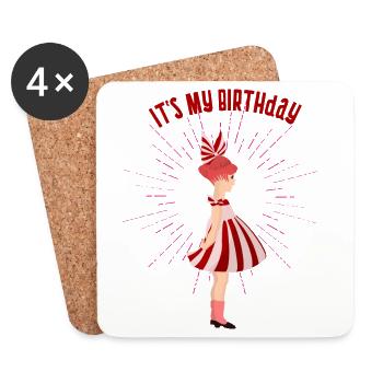 doll birthday birthday cute girl girl - Coasters (set of 4) - white - Front