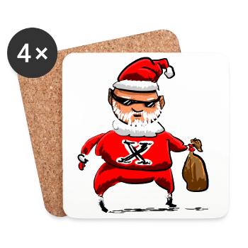 Gangster du Père Noël - Dessous de verre (lot de 4) - blanc - Devant