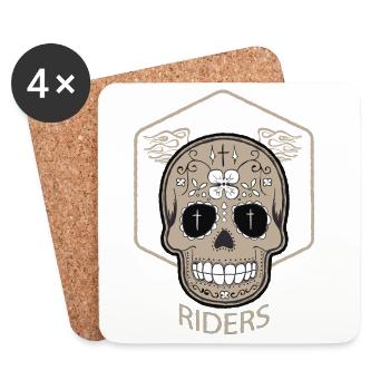 skull riders tête de mort biker moto mort symbole - Dessous de verre (lot de 4) - blanc - Devant