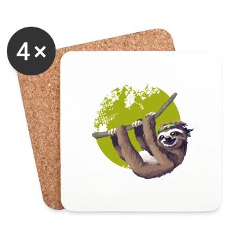 sloth make it slow Faultier faul Nerd pc chillen - Untersetzer (4er-Set) - Weiß - Vorne