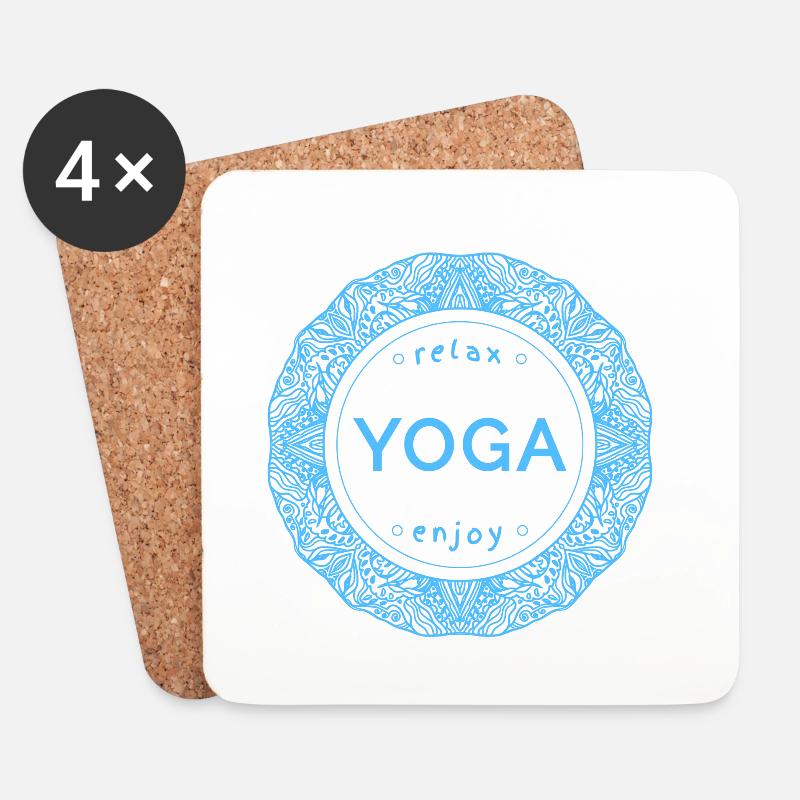 Entspannter Yoga Design mit Mandala-Ästhetik - Untersetzer (4er-Set) - Weiß