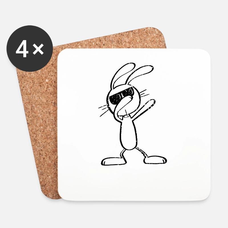Vintage Dab Dance Hase - Dabbing Osterhase - Untersetzer (4er-Set) - Weiß