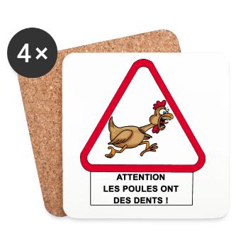 Les poules ont des dents ! - Dessous de verre (lot de 4) - blanc - Devant
