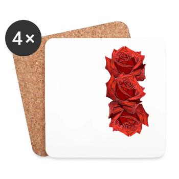 Rosen,Rote Rosen,Blumen,Blüten,Natur,Pflanzen - Untersetzer (4er-Set) - Weiß - Vorne