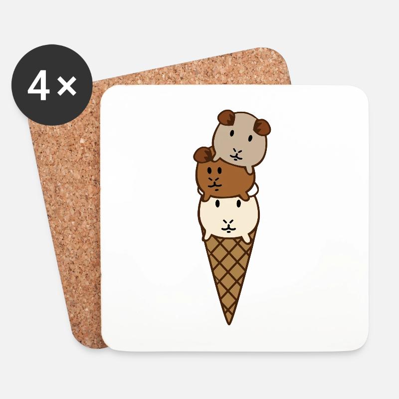 Meerschweinchen - Untersetzer (4er-Set) - Weiß