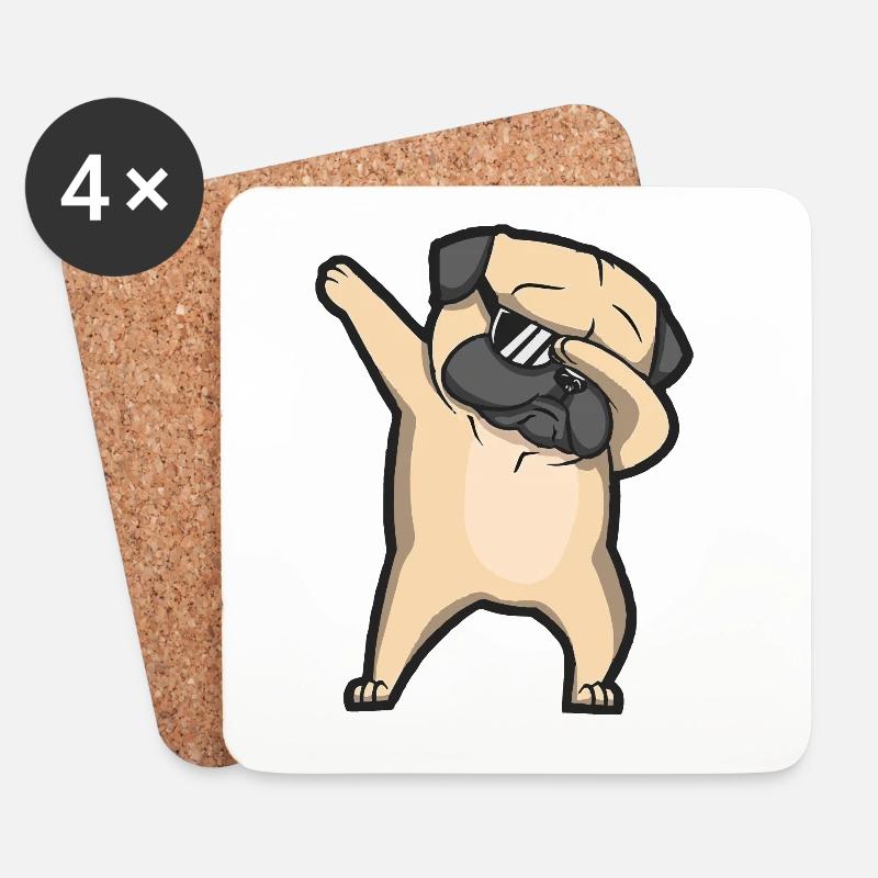 dabbing pug - Coasters (set of 4) - white