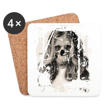 Skull Girl black'n'white - Untersetzer (4er-Set) - Weiß - Vorne