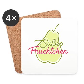 Obst Früchte Geschenkidee Früchte Funsprüche Obst - Untersetzer (4er-Set) - Weiß - Vorne