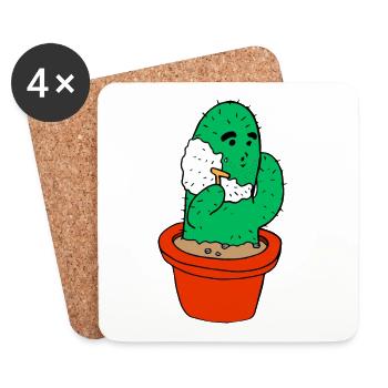 Children's motif: cactus shaves - Coasters (set of 4) - white - Front